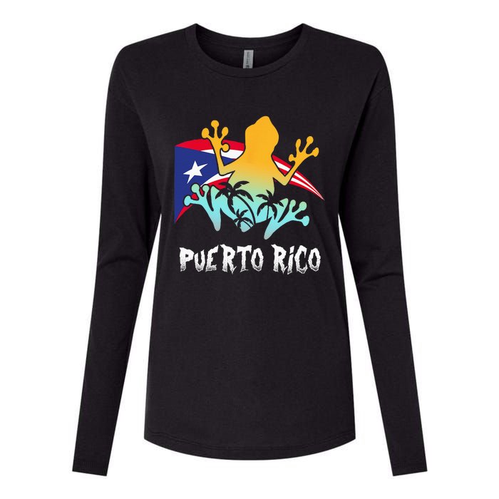 Distressed Style Puerto Rico Frog Gift Design Puerto Rico! Womens Cotton Relaxed Long Sleeve T-Shirt