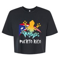 Distressed Style Puerto Rico Frog Gift Design Puerto Rico! Bella+Canvas Jersey Crop Tee