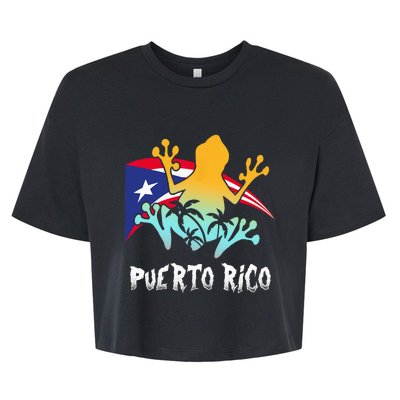 Distressed Style Puerto Rico Frog Gift Design Puerto Rico! Bella+Canvas Jersey Crop Tee