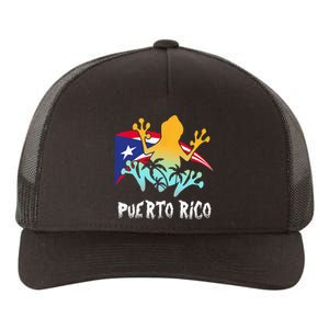 Distressed Style Puerto Rico Frog Gift Design Puerto Rico! Yupoong Adult 5-Panel Trucker Hat