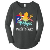 Distressed Style Puerto Rico Frog Gift Design Puerto Rico! Women's Perfect Tri Tunic Long Sleeve Shirt