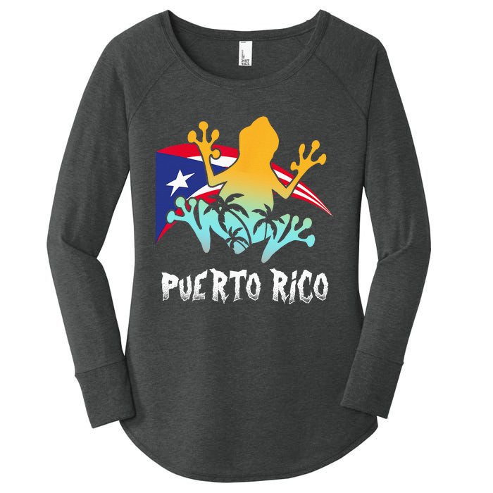 Distressed Style Puerto Rico Frog Gift Design Puerto Rico! Women's Perfect Tri Tunic Long Sleeve Shirt