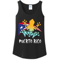 Distressed Style Puerto Rico Frog Gift Design Puerto Rico! Ladies Essential Tank