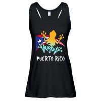 Distressed Style Puerto Rico Frog Gift Design Puerto Rico! Ladies Essential Flowy Tank