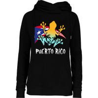 Distressed Style Puerto Rico Frog Gift Design Puerto Rico! Womens Funnel Neck Pullover Hood