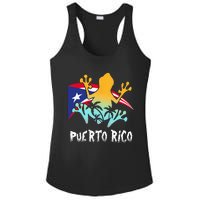 Distressed Style Puerto Rico Frog Gift Design Puerto Rico! Ladies PosiCharge Competitor Racerback Tank