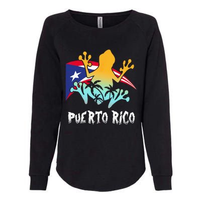 Distressed Style Puerto Rico Frog Gift Design Puerto Rico! Womens California Wash Sweatshirt