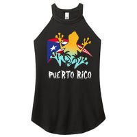 Distressed Style Puerto Rico Frog Gift Design Puerto Rico! Women's Perfect Tri Rocker Tank