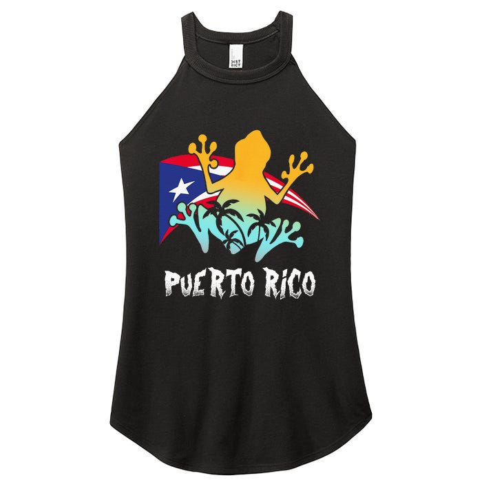 Distressed Style Puerto Rico Frog Gift Design Puerto Rico! Women's Perfect Tri Rocker Tank