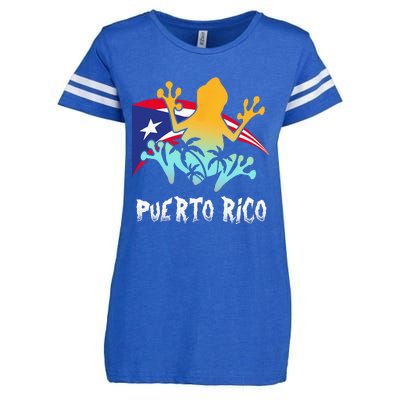 Distressed Style Puerto Rico Frog Gift Design Puerto Rico! Enza Ladies Jersey Football T-Shirt