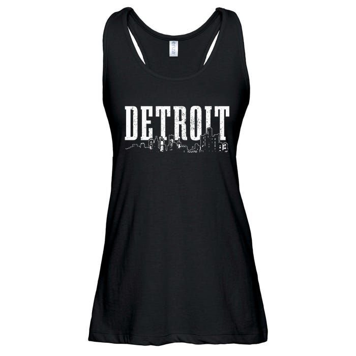 Detroit Skyline Pride Vintage Detroit Michigan Ladies Essential Flowy Tank