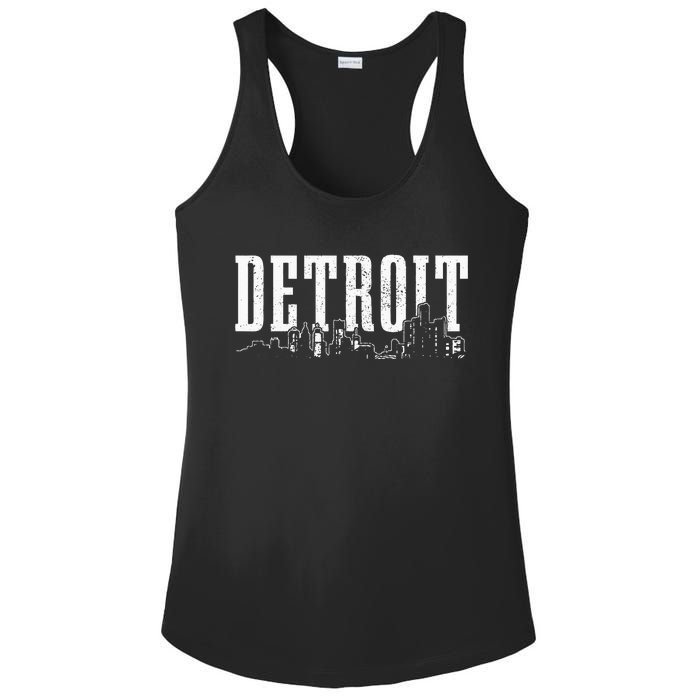 Detroit Skyline Pride Vintage Detroit Michigan Ladies PosiCharge Competitor Racerback Tank