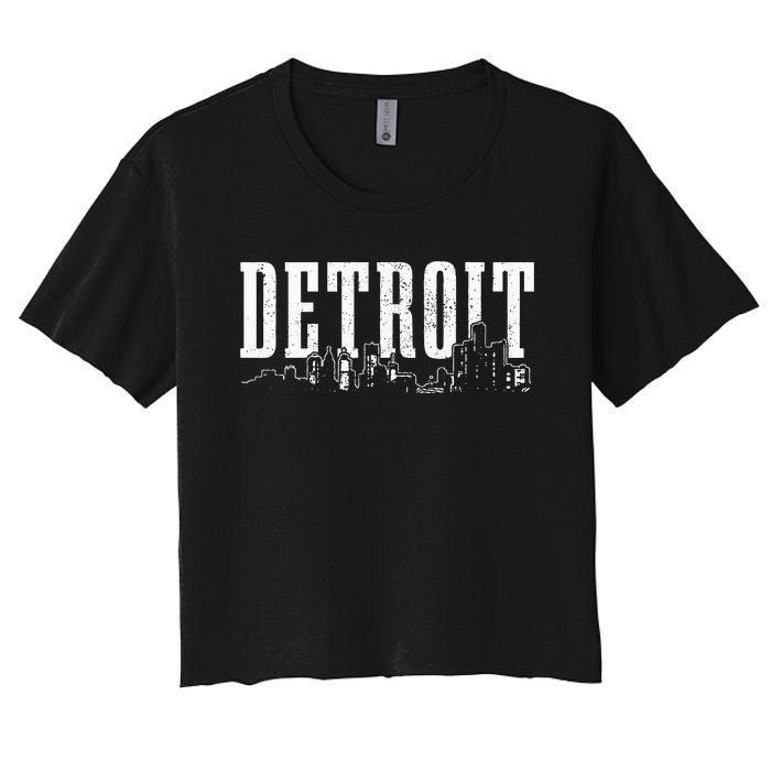 Detroit Skyline Pride Vintage Detroit Michigan Women's Crop Top Tee