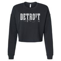 Detroit Skyline Pride Vintage Detroit Michigan Cropped Pullover Crew