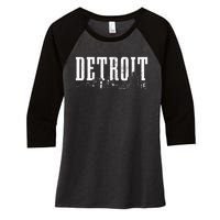 Detroit Skyline Pride Vintage Detroit Michigan Women's Tri-Blend 3/4-Sleeve Raglan Shirt