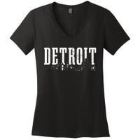 Detroit Skyline Pride Vintage Detroit Michigan Women's V-Neck T-Shirt