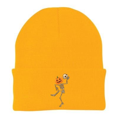 Dancing Skeleton Pumpkin Head Funny Halloween Costume Skull Gift Knit Cap Winter Beanie