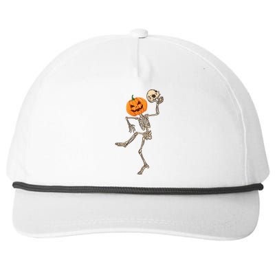 Dancing Skeleton Pumpkin Head Funny Halloween Costume Skull Gift Snapback Five-Panel Rope Hat