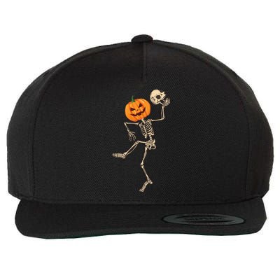 Dancing Skeleton Pumpkin Head Funny Halloween Costume Skull Gift Wool Snapback Cap