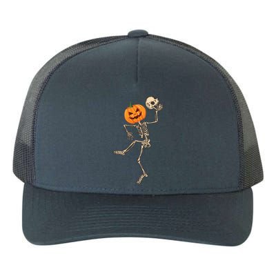 Dancing Skeleton Pumpkin Head Funny Halloween Costume Skull Gift Yupoong Adult 5-Panel Trucker Hat