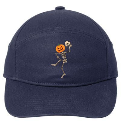 Dancing Skeleton Pumpkin Head Funny Halloween Costume Skull Gift 7-Panel Snapback Hat