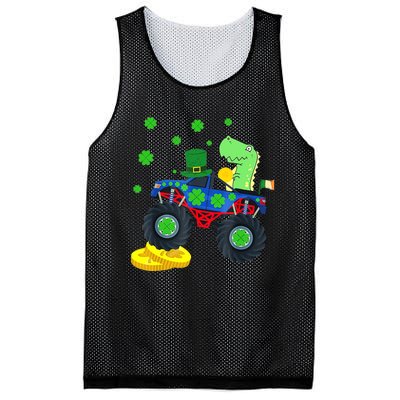 Dinosaur St Patrick's Day Monster Truck Irish Shamrock Boy Mesh Reversible Basketball Jersey Tank