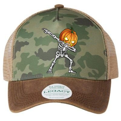 Dabbing Skeleton Pumpkin Halloween Dab Dance Costume Legacy Tie Dye Trucker Hat