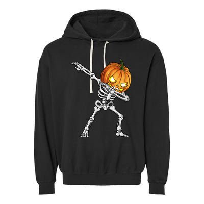 Dabbing Skeleton Pumpkin Halloween Dab Dance Costume Garment-Dyed Fleece Hoodie