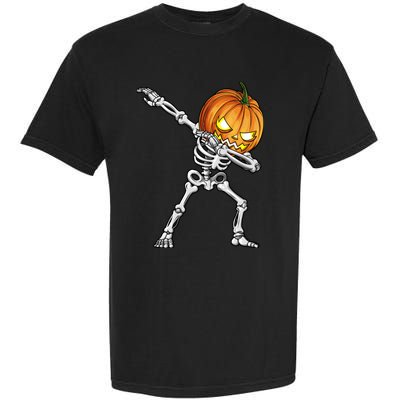 Dabbing Skeleton Pumpkin Halloween Dab Dance Costume Garment-Dyed Heavyweight T-Shirt