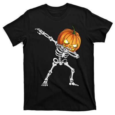 Dabbing Skeleton Pumpkin Halloween Dab Dance Costume T-Shirt