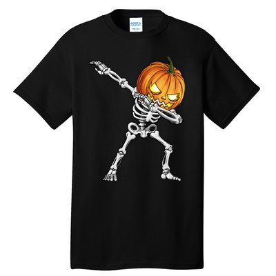 Dabbing Skeleton Pumpkin Halloween Dab Dance Costume Tall T-Shirt