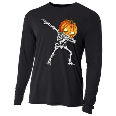 Dabbing Skeleton Pumpkin Halloween Dab Dance Costume Cooling Performance Long Sleeve Crew