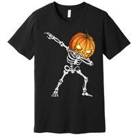 Dabbing Skeleton Pumpkin Halloween Dab Dance Costume Premium T-Shirt