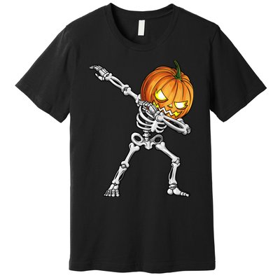 Dabbing Skeleton Pumpkin Halloween Dab Dance Costume Premium T-Shirt