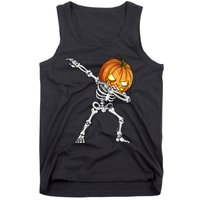 Dabbing Skeleton Pumpkin Halloween Dab Dance Costume Tank Top