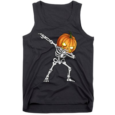 Dabbing Skeleton Pumpkin Halloween Dab Dance Costume Tank Top