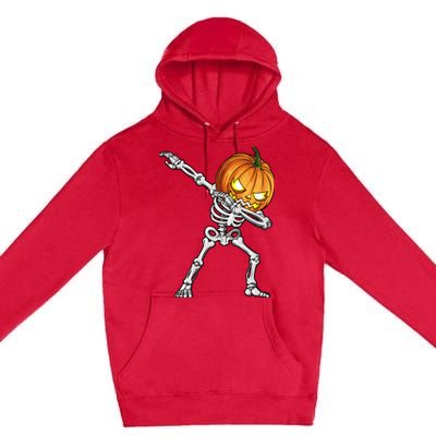 Dabbing Skeleton Pumpkin Halloween Dab Dance Costume Premium Pullover Hoodie