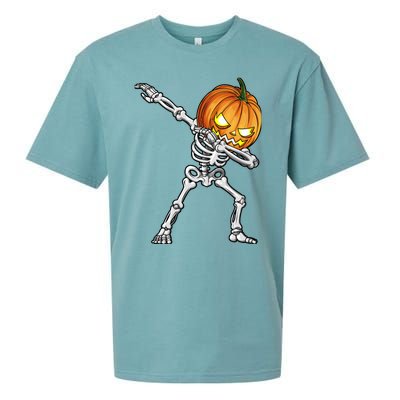 Dabbing Skeleton Pumpkin Halloween Dab Dance Costume Sueded Cloud Jersey T-Shirt