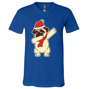 Dabbing Santa Pug Christmas Dog Mom Cute Pet Pug Lover Meaningful Gift V-Neck T-Shirt