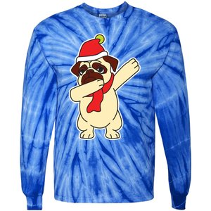 Dabbing Santa Pug Christmas Dog Mom Cute Pet Pug Lover Meaningful Gift Tie-Dye Long Sleeve Shirt