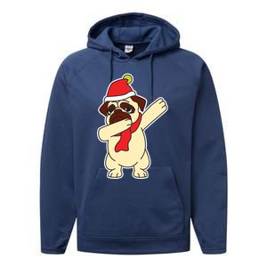 Dabbing Santa Pug Christmas Dog Mom Cute Pet Pug Lover Meaningful Gift Performance Fleece Hoodie