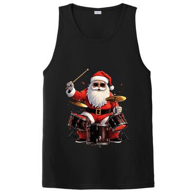 Drummer Santa Playing Drums Funny Christmas Drummer Xmas PosiCharge Competitor Tank