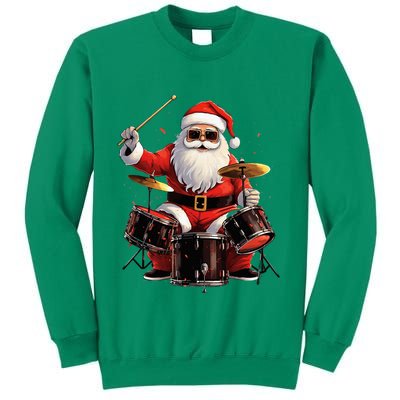Drummer Santa Playing Drums Funny Christmas Drummer Xmas Sweatshirt