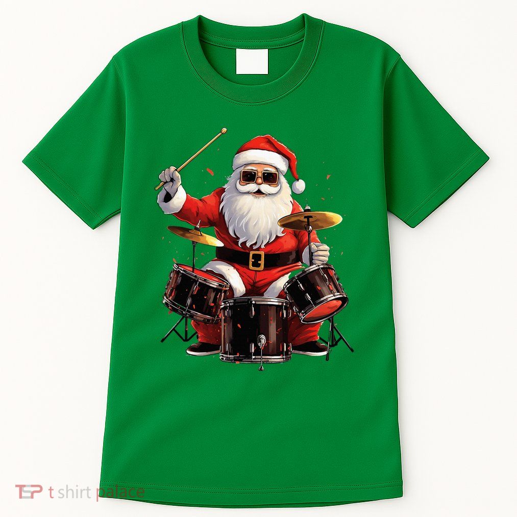 Drummer Santa Playing Drums Funny Christmas Drummer Xmas Tall T-Shirt