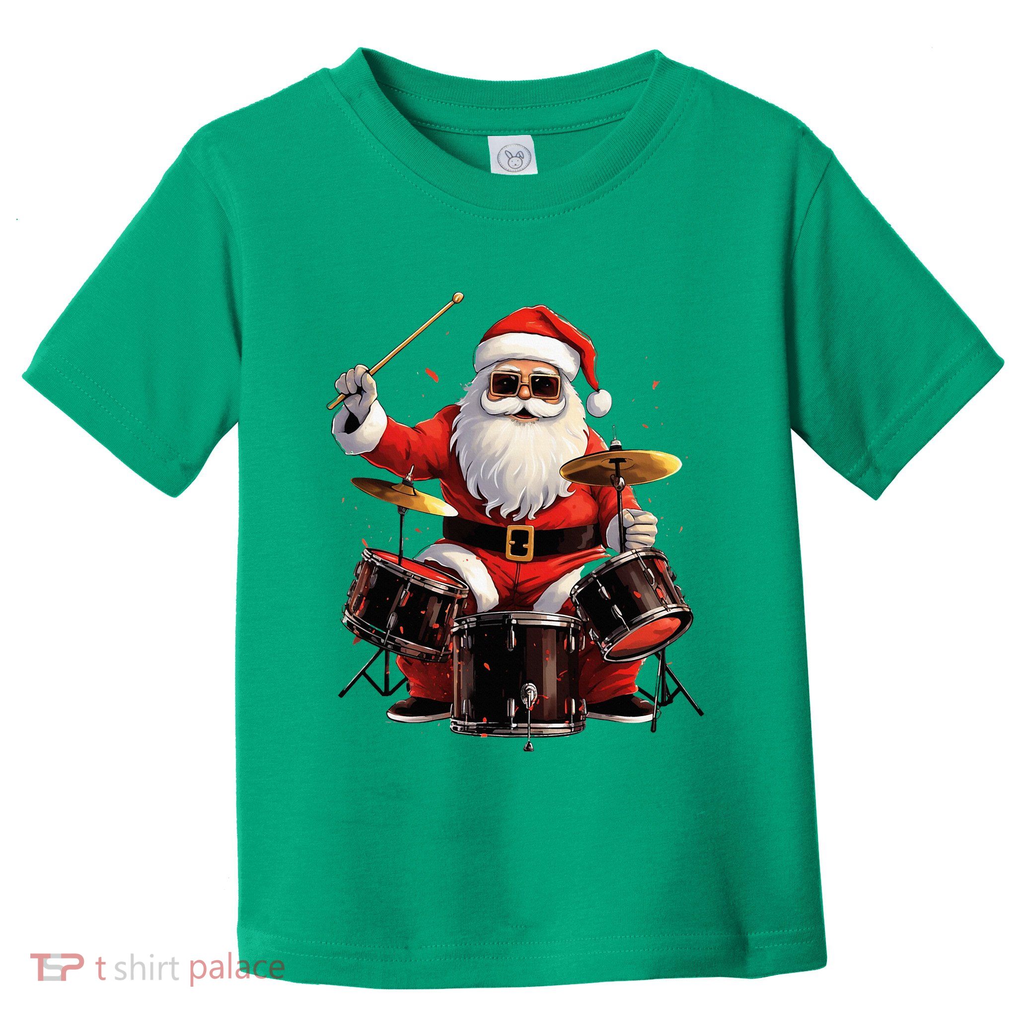 Drummer Santa Playing Drums Funny Christmas Drummer Xmas Toddler T-Shirt