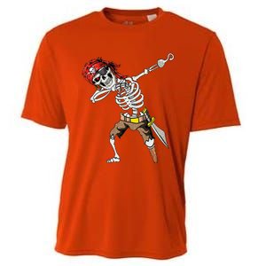 Dabbing Skeleton Pirate Halloween Jolly Roger Pirate Cooling Performance Crew T-Shirt