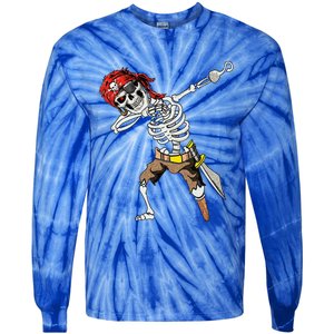 Dabbing Skeleton Pirate Halloween Jolly Roger Pirate Tie-Dye Long Sleeve Shirt