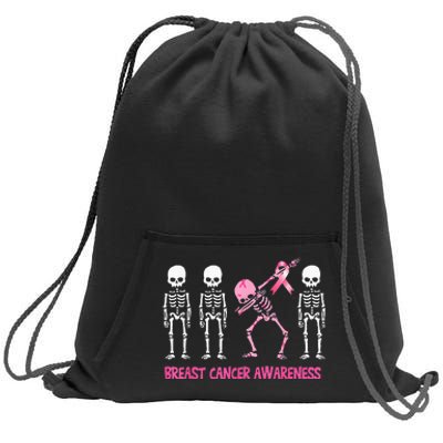 Dabbing Skeleton Pink Ribbon Breast Cancer Halloween Sweatshirt Cinch Pack Bag