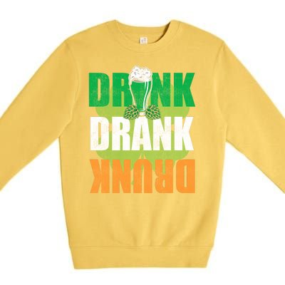 Drink St Patricks' Day Irish Ireland Flag Gift St. Paddy's Premium Crewneck Sweatshirt