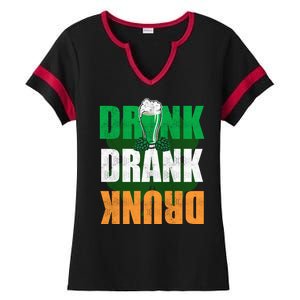 Drink St Patricks' Day Irish Ireland Flag Gift St. Paddy's Ladies Halftime Notch Neck Tee